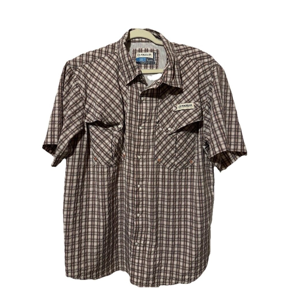 Magellan Outdoors Fish Gear Men's Shirt Relaxed Fit, Short Sleeves Size L